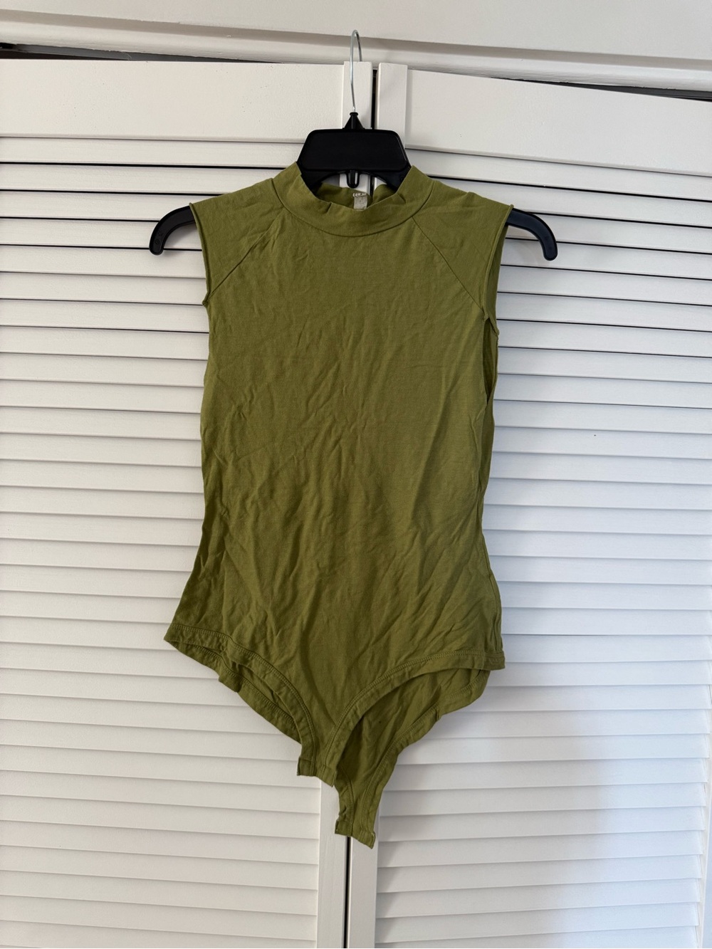 Free People Olive Mock Neck Sleeveless Bodysuit